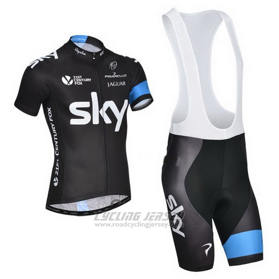2014 Cycling Jersey Sky Black and White Short Sleeve and Bib Short